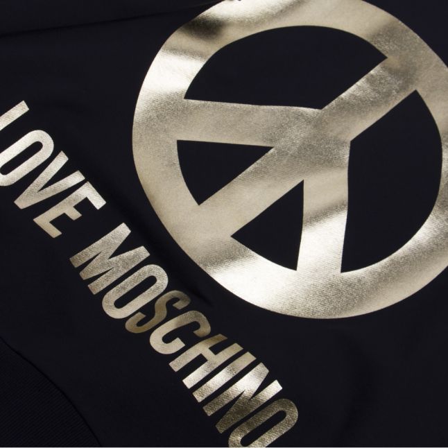 Mens Black/Gold Peace Logo Crew Sweat Top