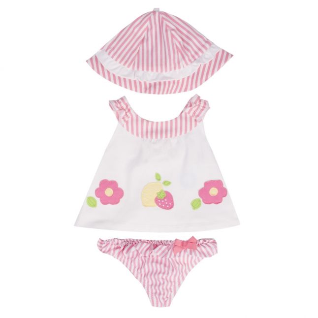 Baby White/Pink Beach & Hat Set