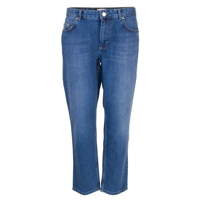 Womens Washed Blue Rinse Boyfit Jeans