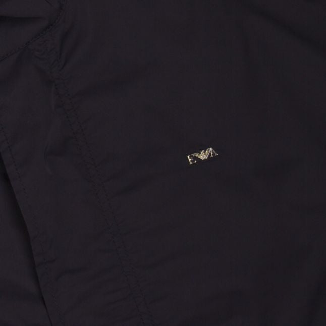 Mens Navy Branded Funnel Zip Thru Jacket