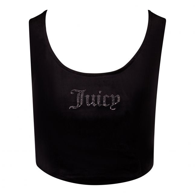 Womens Black Velour Corset Top