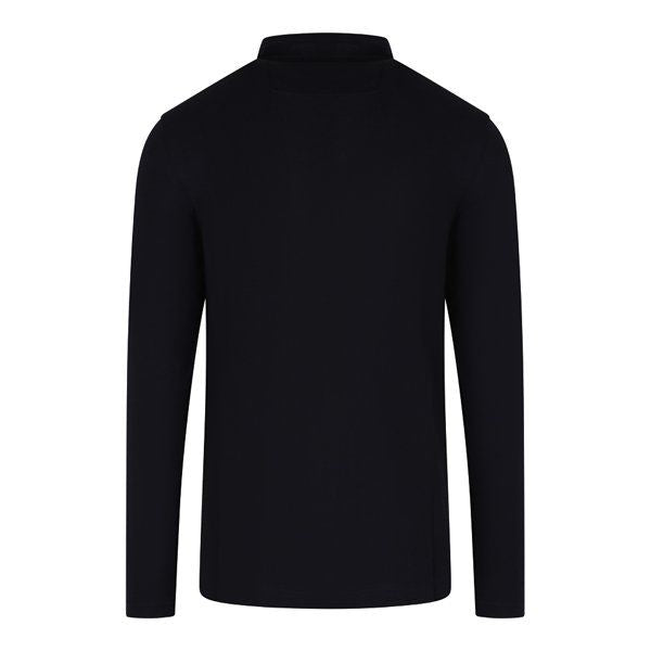 Mens Dark Blue Plisy Reg Fit L/s Polo