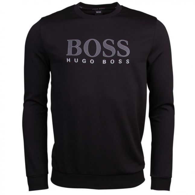 Mens Black Branded Chest Crew Sweat top