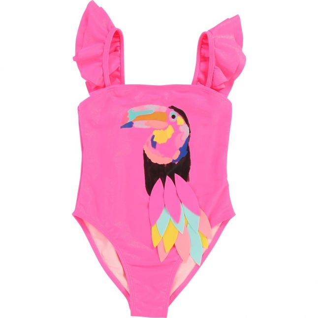 Girls Pink Toucan Swim Costume