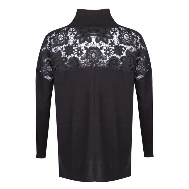 Womens Black Nadia Lace Knitted Jumper