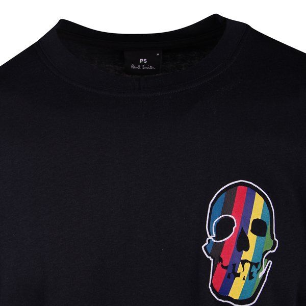 Mens Very Dark Navy Stripe Skull Reg. Fit S/s T Shirt