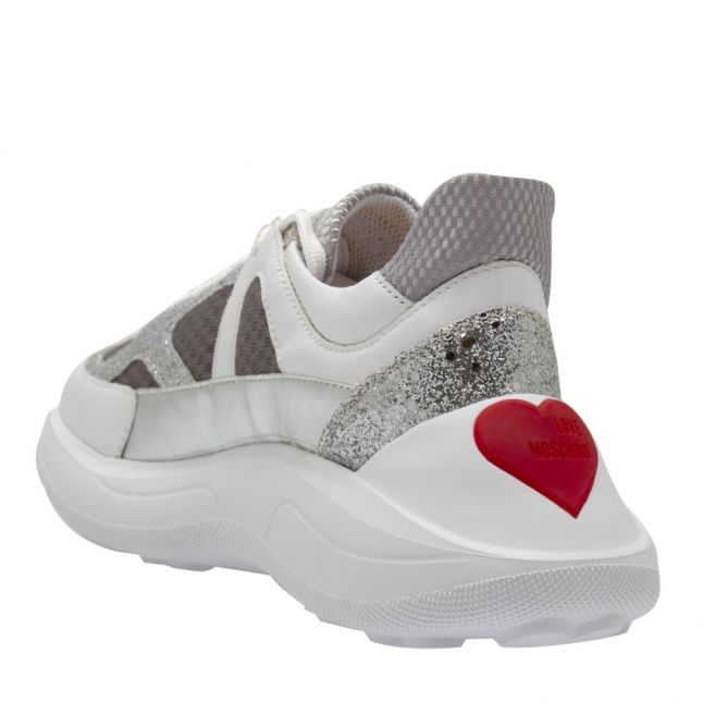 Womens White Sequin Chunky Trainers