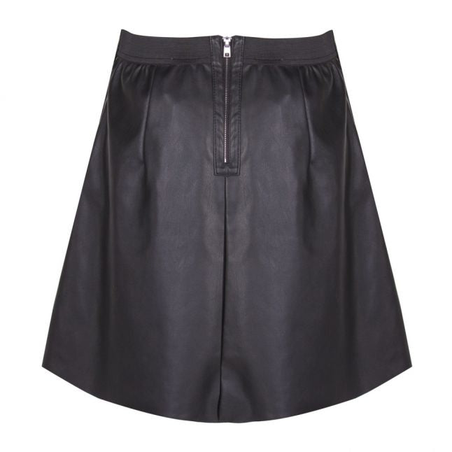 Womens Black Vipen PU Skater Skirt