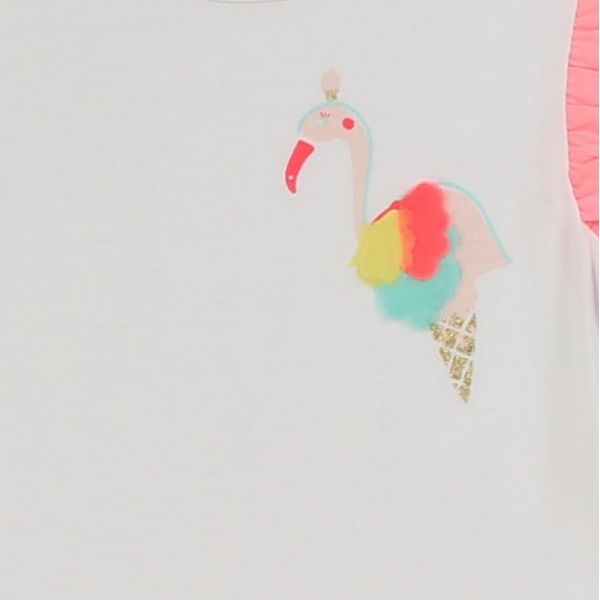 Girls White/Pink Flamingo Cone Dress