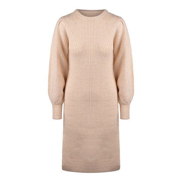 Womens Oatmeal Kessy Puff Sleeve Dress