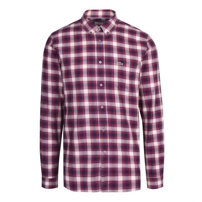 Mens Red Flannel Check Regular Fit L/s Shirt