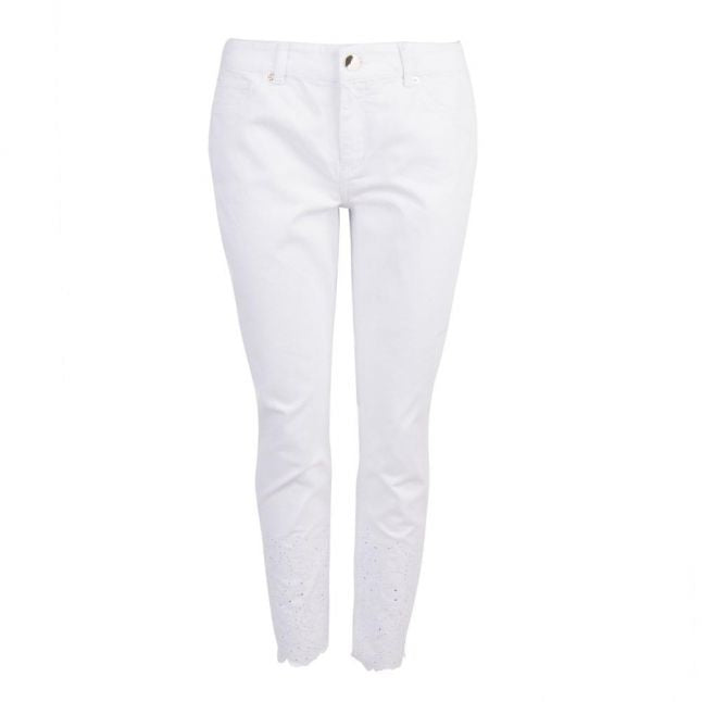 Womens White Marriaa Embroidered Hem Skinny Jeans