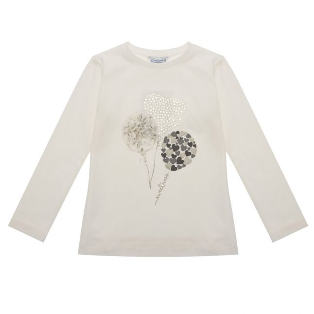 Girls Natural Balloons L/s T Shirt