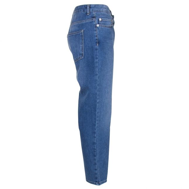 Womens Washed Blue Rinse Boyfit Jeans