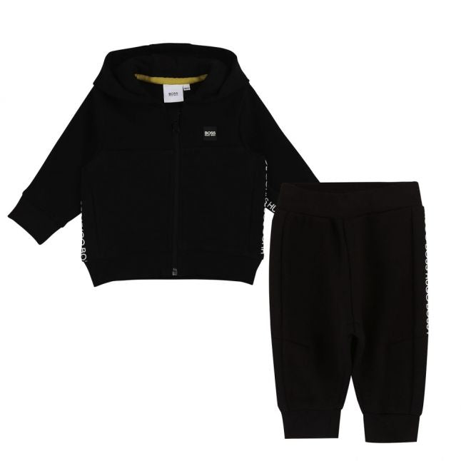 Toddler Black Branded Tape Hooded Tracksuit