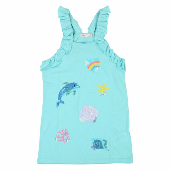 Girls Turquoise Sequin Ocean Tank Top Dress