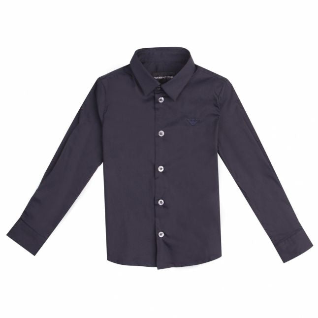 Boys Navy Branded Smart L/s Shirt