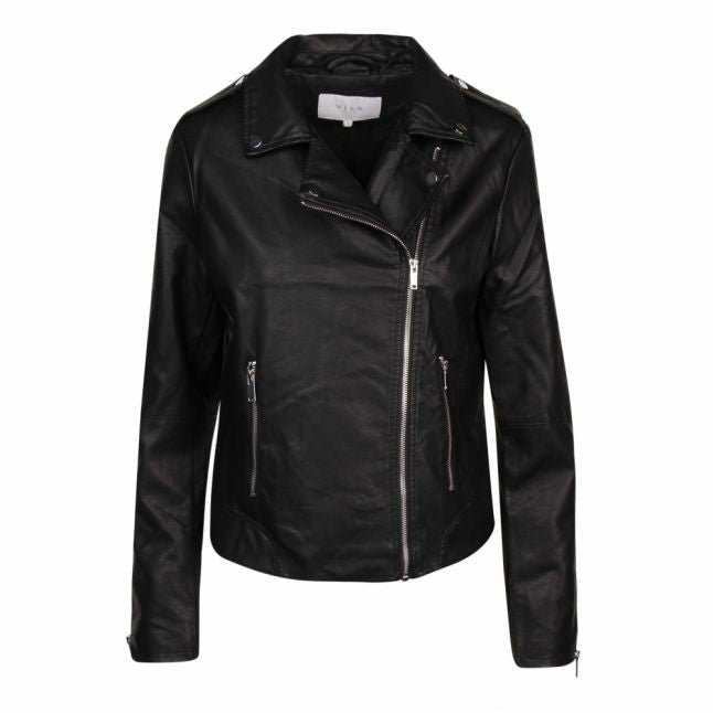 Womens Black Vicara PU Biker Jacket