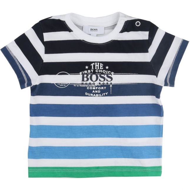 Baby Blue & Green Thick Stripe S/s Tee Shirt