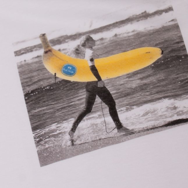 Womens White Banana Surf S/s T Shirt