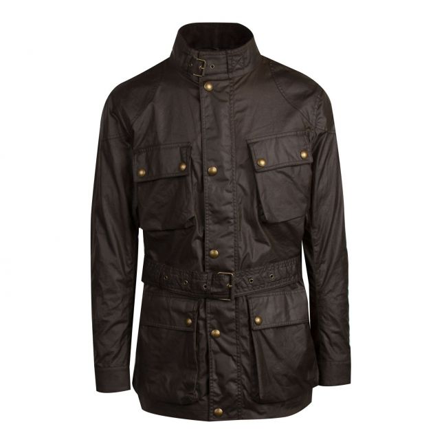 Mens Faded Olive Trialmaster 6oz Belstaff Waxed Jacket