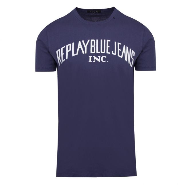 Mens Night Blue Heritage Logo S/s T Shirt