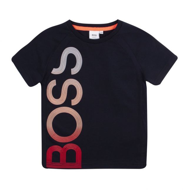 Boys Navy Gradient Logo S/s T Shirt