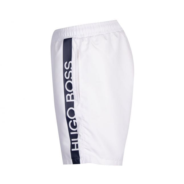 Mens White/Navy Dolphin Side Logo Swim Shorts