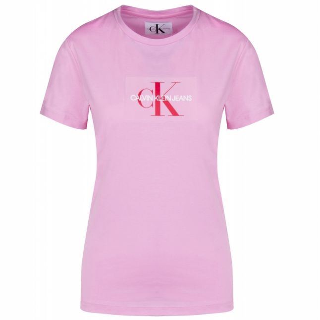 Womens Begonia Pink Flocked Monogram Slim Fit S/s T Shirt