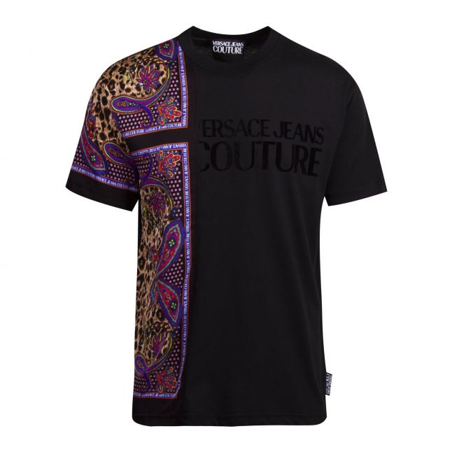 Mens Black Leopard Paisley Regular Fit S/s T Shirt