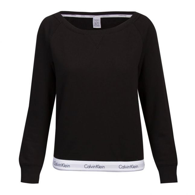 Womens Black Logo Trim Sweat Top