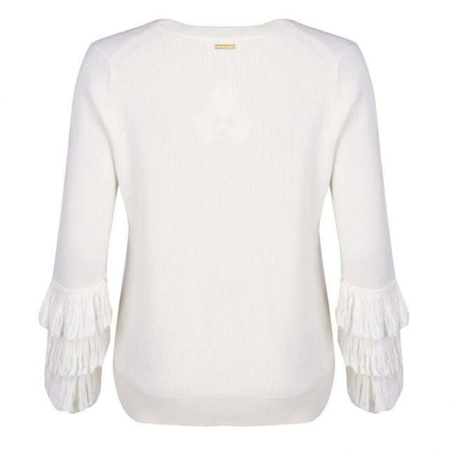 Womens Bone Shaker Fringe Crew Neck Knitted Top