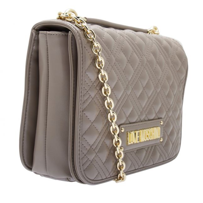 Womens Taupe Diamond Quilted Shoulder Bag