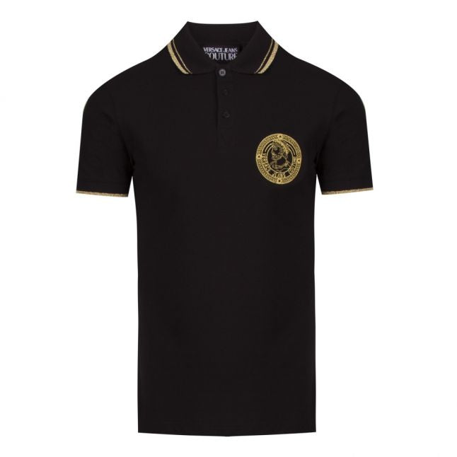 Mens Black Medal Slim Fit S/s Polo Shirt