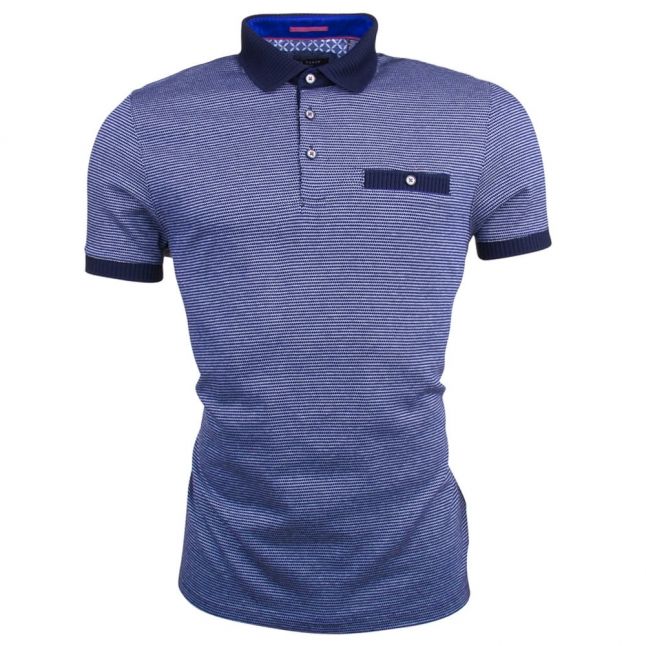 Mens Blue Eaast Jacquard S/s Polo Shirt