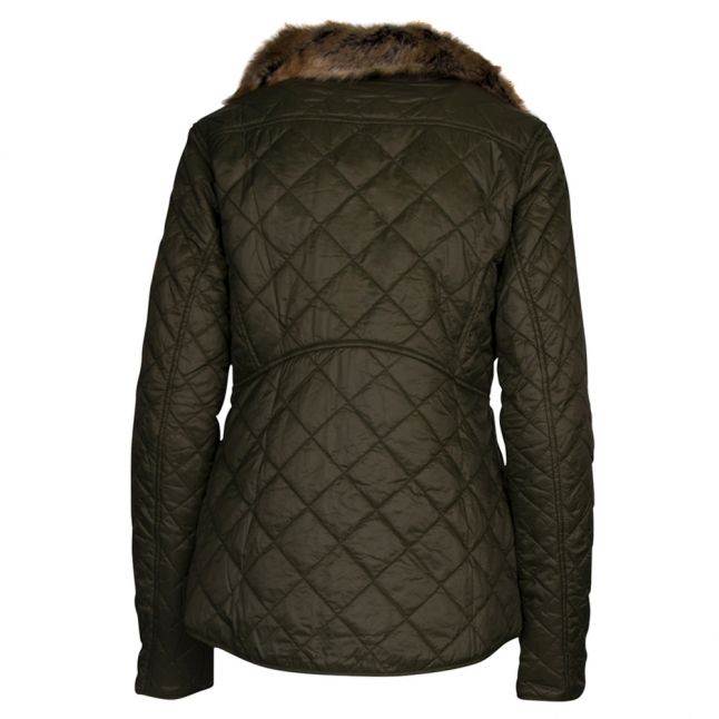 Womens Moto Green Corner Quilted Jacket