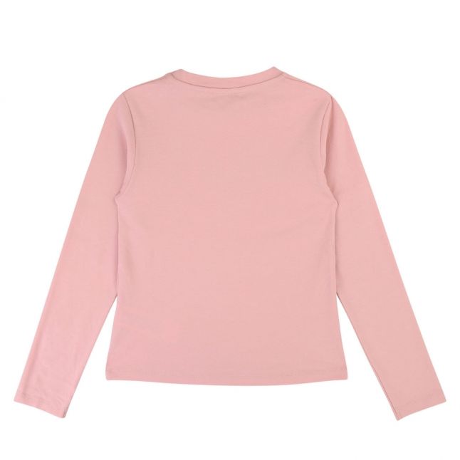 Girls Pink Shiny Logo L/s T Shirt