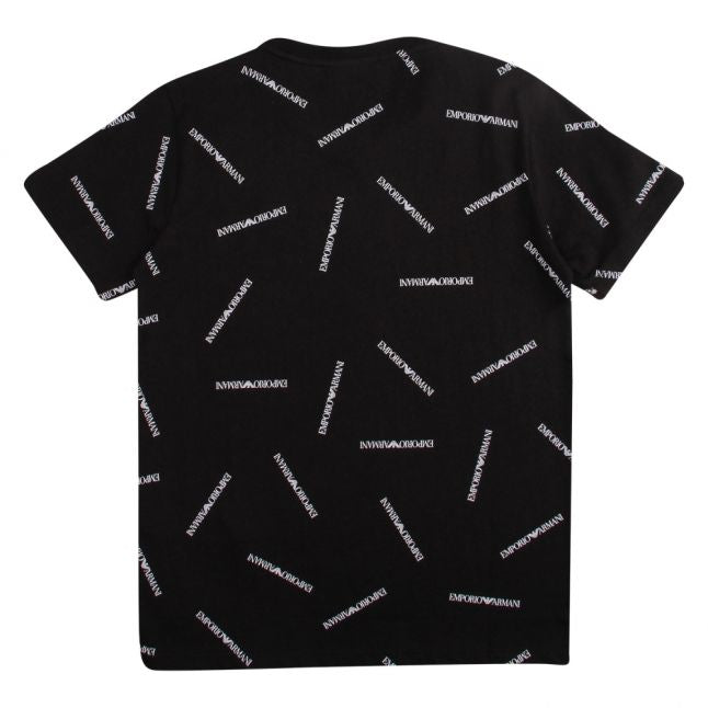 Boys Black Logo Print S/s T Shirt