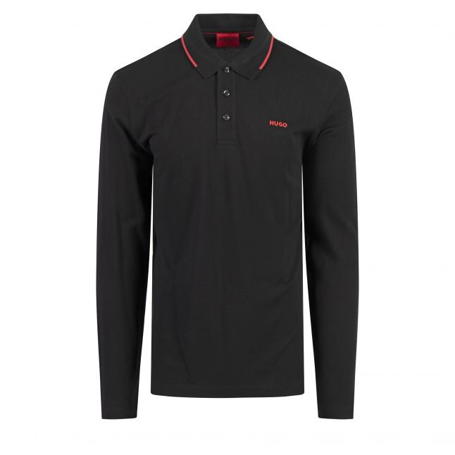 Mens Black Derriko L/s Polo Shirt