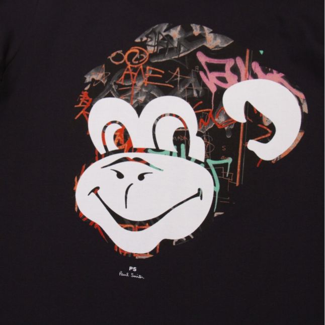 Mens Black Monkey Head S/s T Shirt