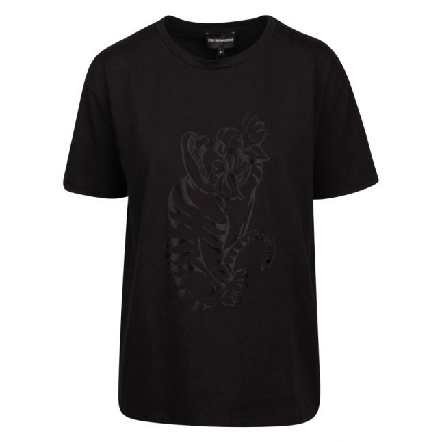 Womens Black Velvet Animal S/s T Shirt