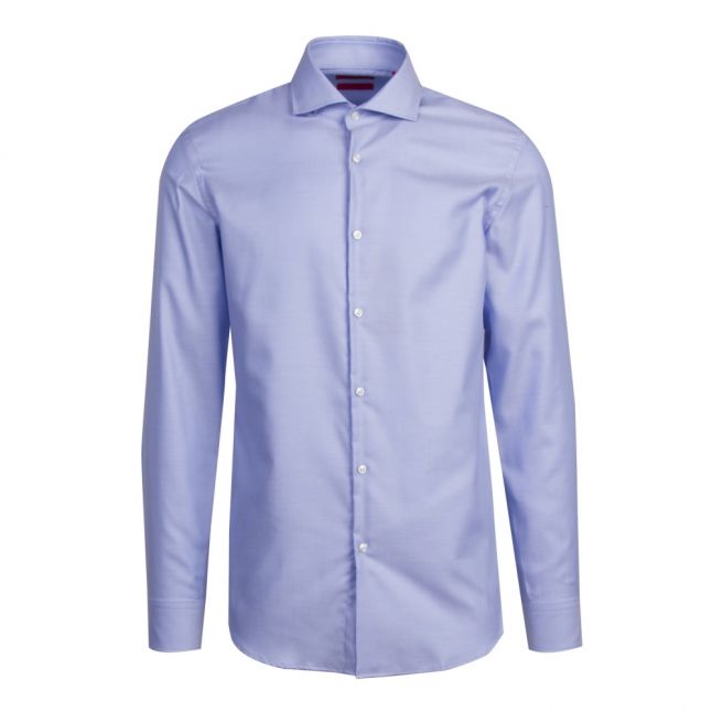 Mens Light Blue Kason Herringbone Slim Fit L/s Shirt