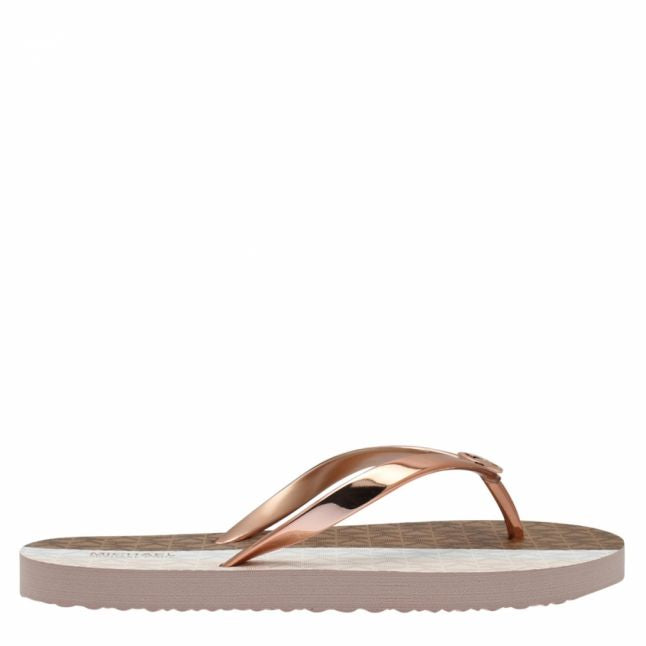 Womens Rose Gold Metallic Flip Flops