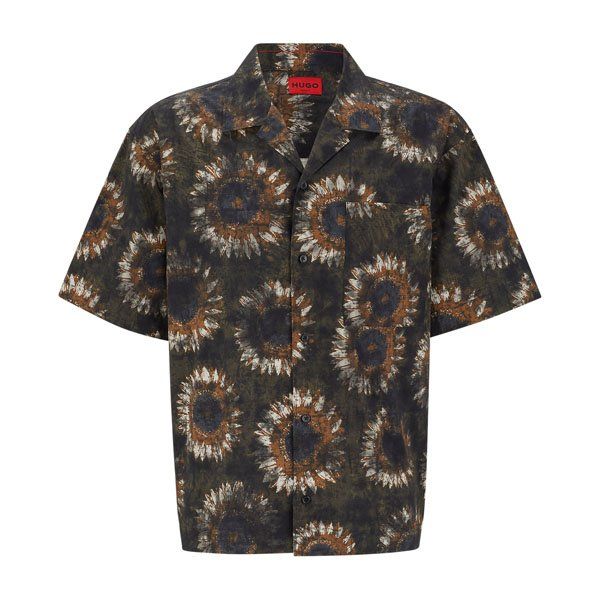 Mens Open Green Egeeno Print S/s Shirt