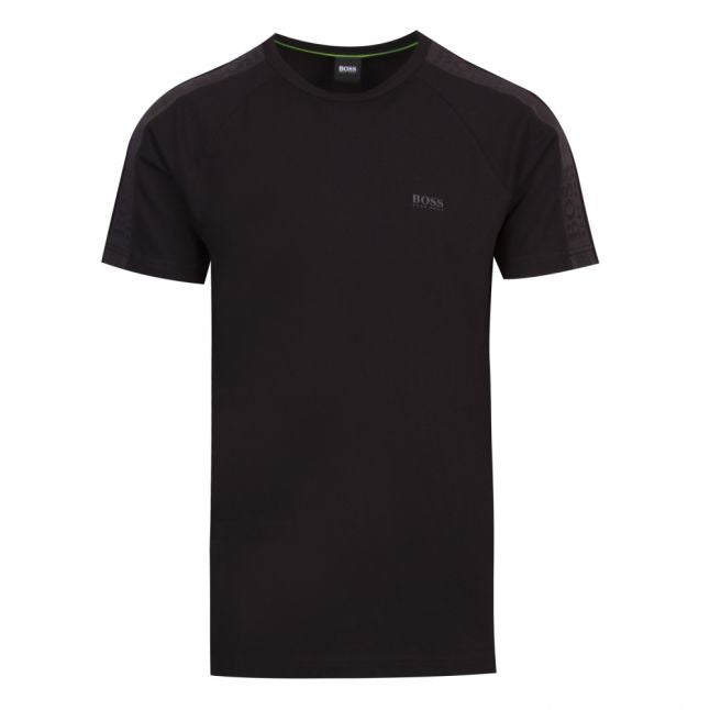 Athleisure Mens Black Tee 7 Taped Arm S/s T Shirt