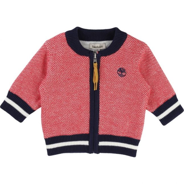 Baby Red & Navy Reversible Knitted Cardigan