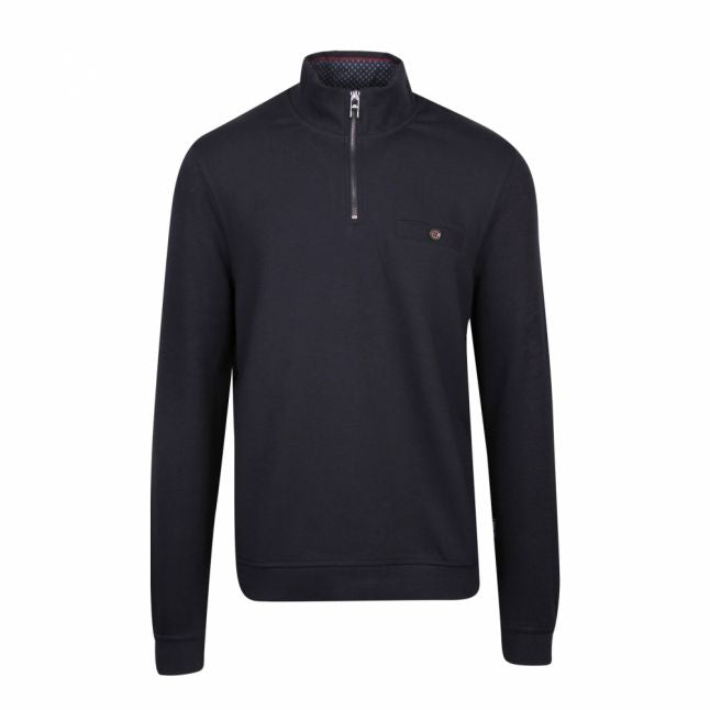 Mens Navy Muggie Half Zip Sweat Top