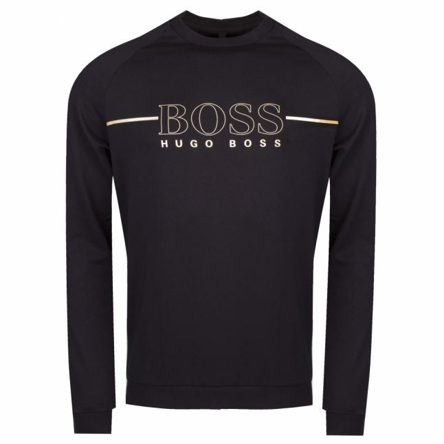 Mens Black Metallic Logo Crew Neck Sweat Top