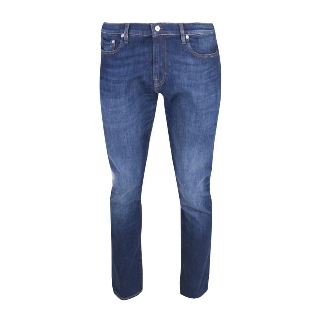 Mens Mid Blue Wash Reflex Tapered Fit Jeans