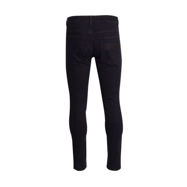 Mens Darkest Blue Branded Narrow Fit Jeans